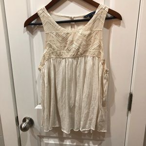 American Eagle White Embroidered Tank Size L